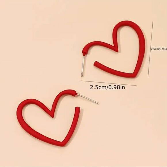 Red Heart Hoop Earrings - Picture 3 of 3